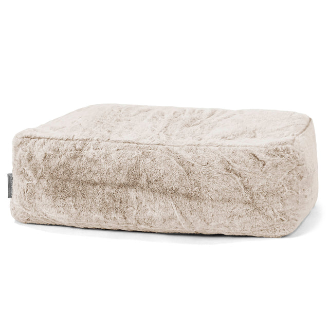 Gros Pouf Repose Pied - Fausse Fourrure Lapin Brun Doré 01