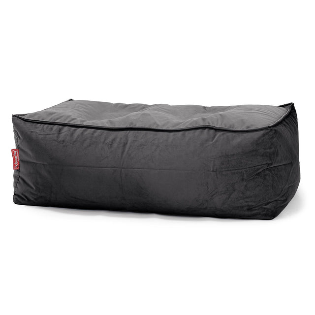 Gros Pouf Repose Pied - Velours Anthracite 01