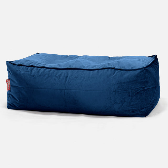 Gros Pouf Repose Pied - Velours Bleu Marine 01