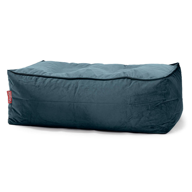 Gros Pouf Repose Pied - Velours Mer Égée 01