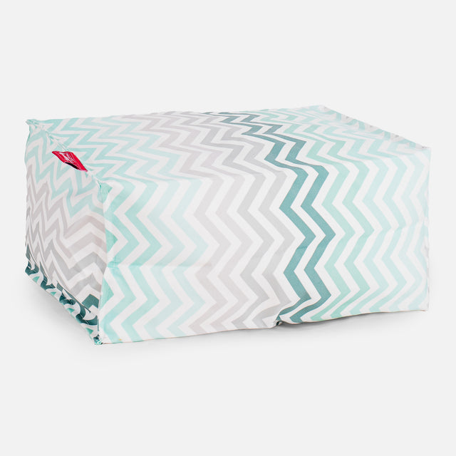 Pouf Repose Pied - Imprimé Géométrique Chevron Mer Égée 01