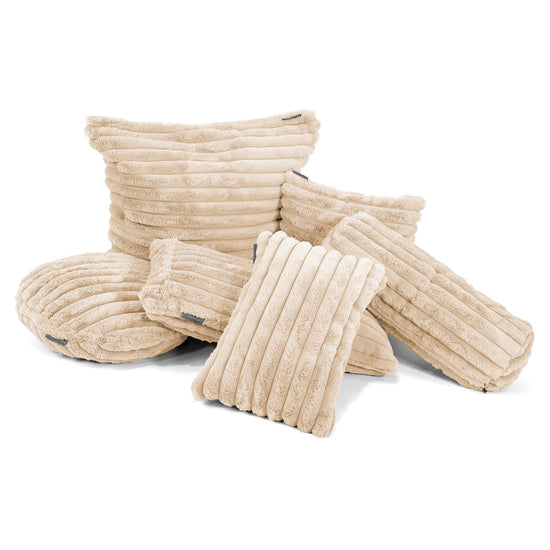 Housse de Coussin Rectangulaire Géant 40 x 80cm - Velours Côtelé Ultra Pelucheux Crème 02