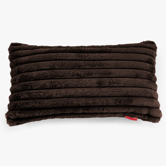 Housse de Coussin Rectangulaire Géant 40 x 80cm - Velours Côtelé Ultra Pelucheux Marron Meuse 01