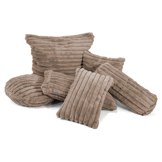 Housse de Coussin Rectangulaire Géant 40 x 80cm - Velours Côtelé Ultra Pelucheux Vison 02