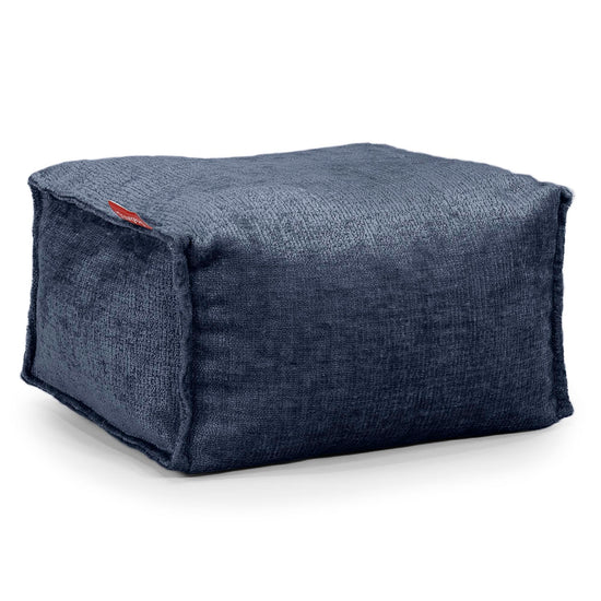 Petit Repose Pied - Chenille Bleu Marine 01