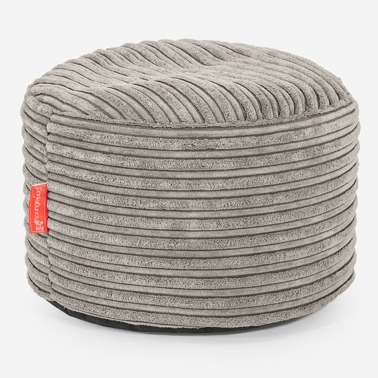 Petit Repose-pieds Rond - Côtelé Vison 01