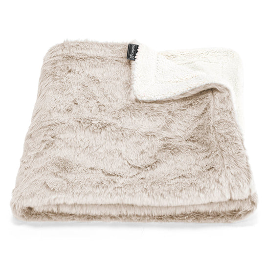 Plaid / Couverture Sherpa - Fausse Fourrure Lapin Brun Doré 01