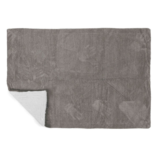 Plaid / Couverture Sherpa - Pompon Anthracite 03