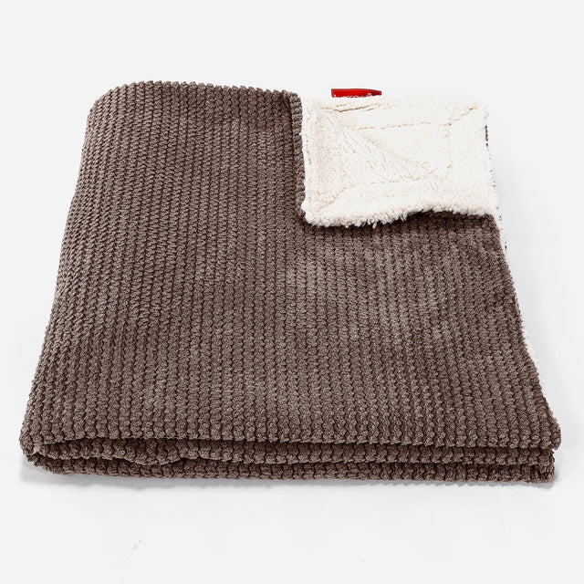 Plaid / Couverture Sherpa - Pompon Chocolat 01