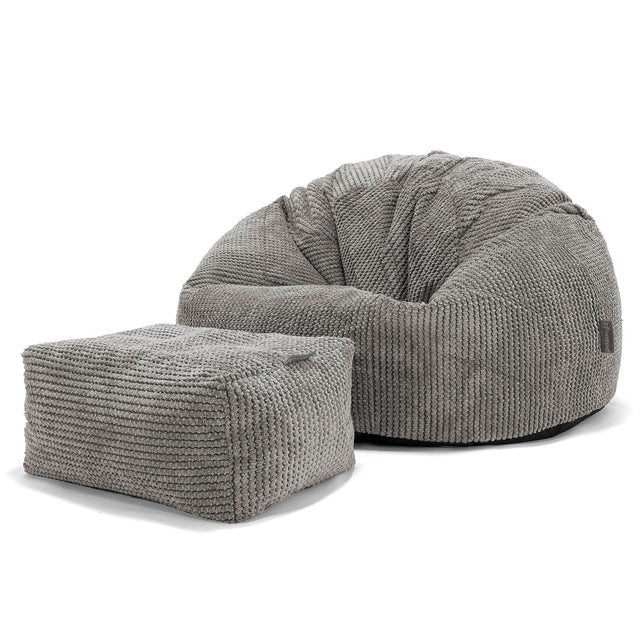 Pouf Poire Classique - Pompon Anthracite 02