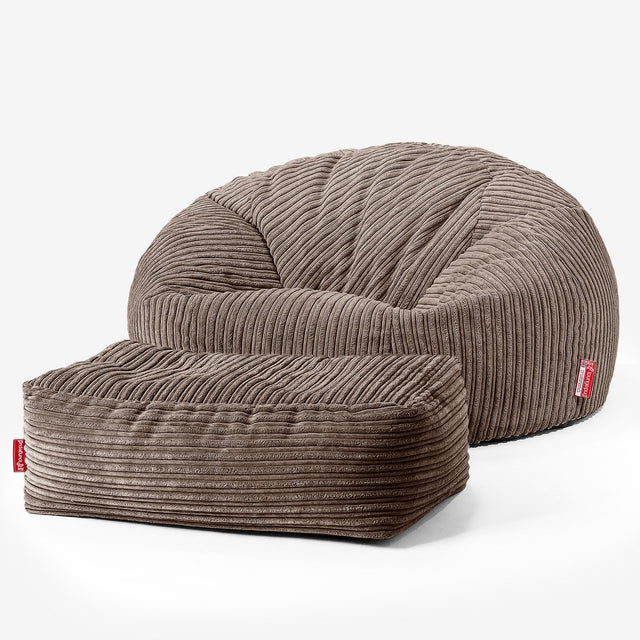 Pouf Canapé Classique - Côtelé Moka 02