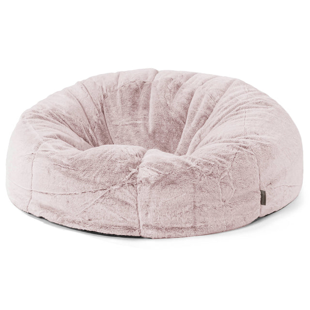 Pouf Canapé Classique - Fausse Fourrure Lapin Rose Pastel 01