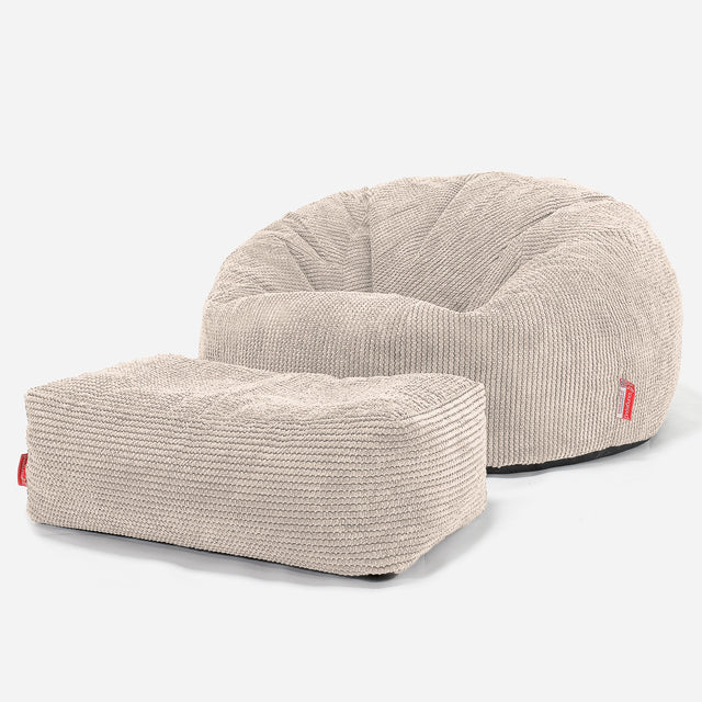 Pouf Canapé Classique - Pompon Crème 02