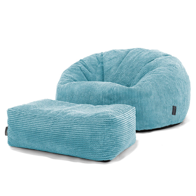 Pouf Canapé Classique - Pompon Mer Égée 02