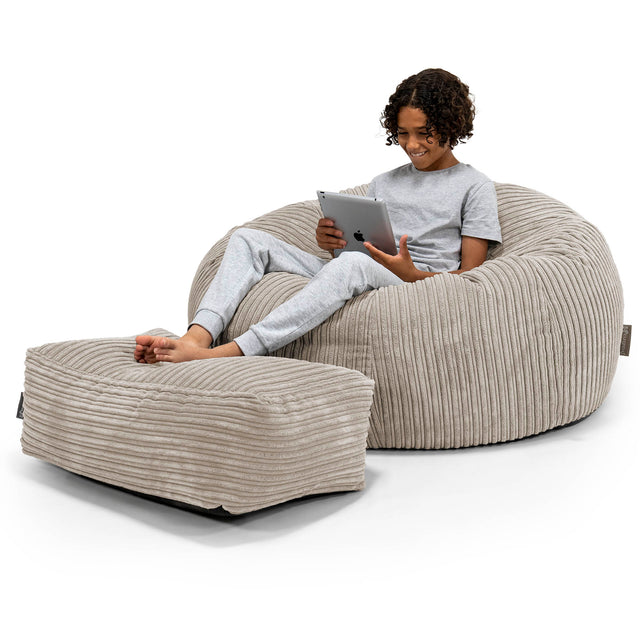 Canapé Pouf pour Enfant 6-14 ans - Côtelé Vison 01