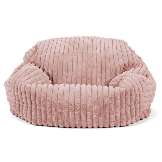 Pouf Canapé Sabine - Velours Côtelé Ultra Pelucheux Rose Pastel 01