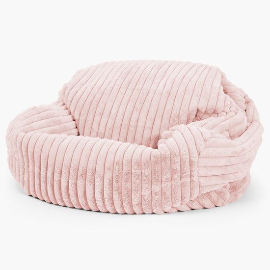 Pouf Canapé Sabine - Velours Côtelé Ultra Pelucheux Rose Pastel 02