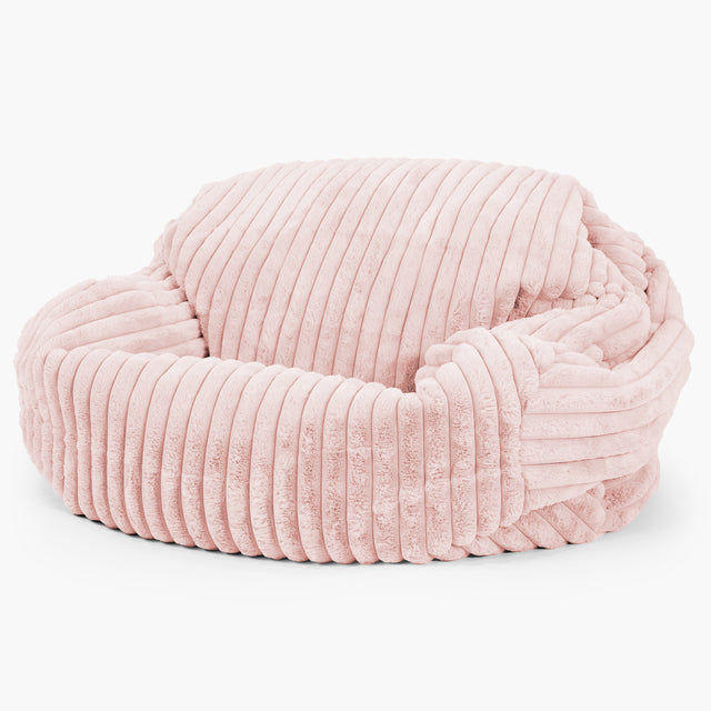 Pouf Canapé Sabine - Velours Côtelé Ultra Pelucheux Rose Pastel 02