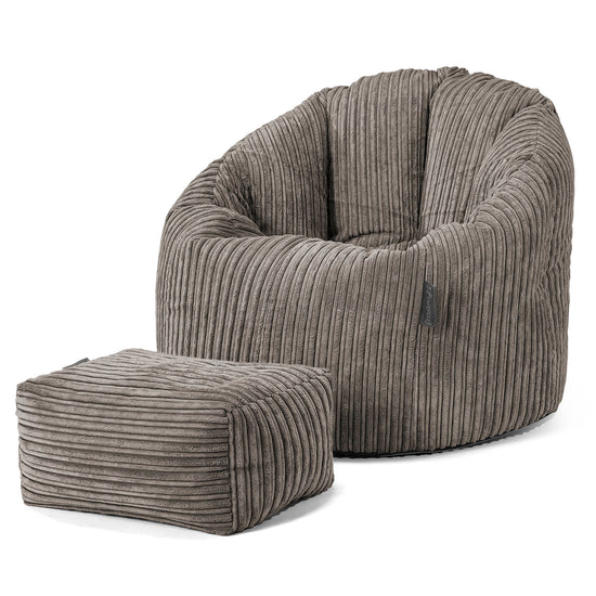 Pouf Chaise Design - Côtelé Anthracite 02
