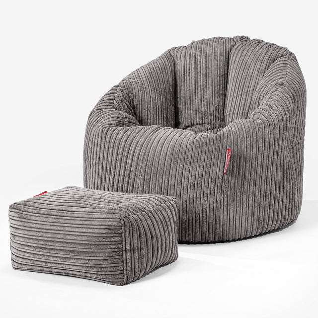 Pouf Chaise Design - Côtelé Anthracite 02