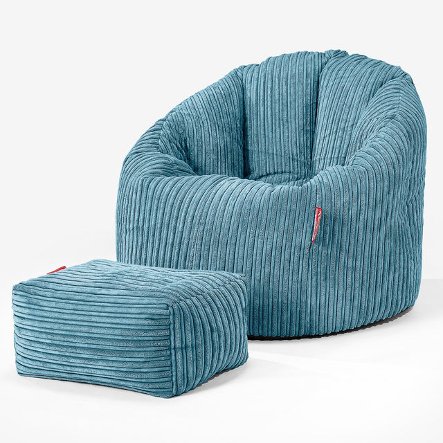 Pouf Chaise Design - Côtelé Mer Égéé 02