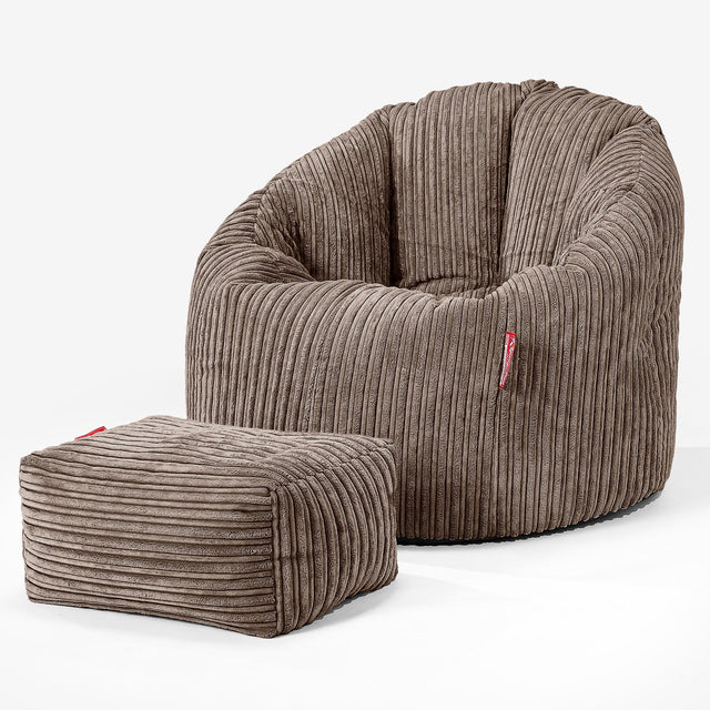 Pouf Chaise Design - Côtelé Moka 02
