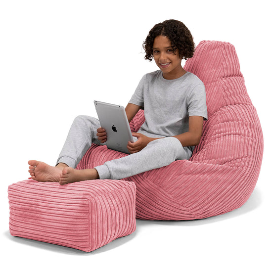 Pouf Gamer pour Enfant 6-14 ans - Côtelé Corail 01