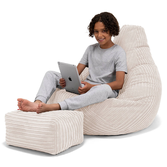 Pouf Gamer pour Enfant 6-14 ans - Côtelé Ivoire 01