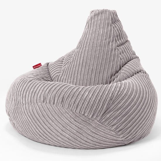 Pouf Gamer pour Enfant 6-14 ans - Côtelé Gris Argent 02