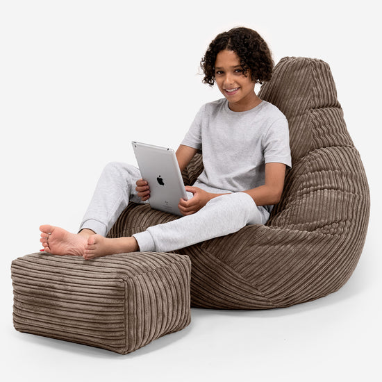 Pouf Gamer pour Enfant 6-14 ans - Côtelé Moka 01
