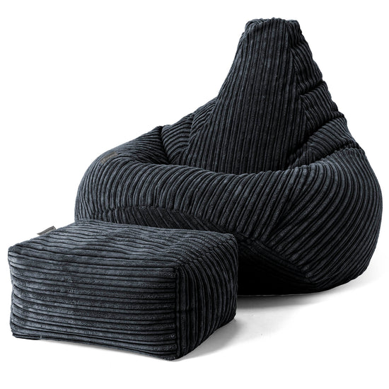 Pouf Gamer pour Enfant 6-14 ans - Côtelé Noir 02