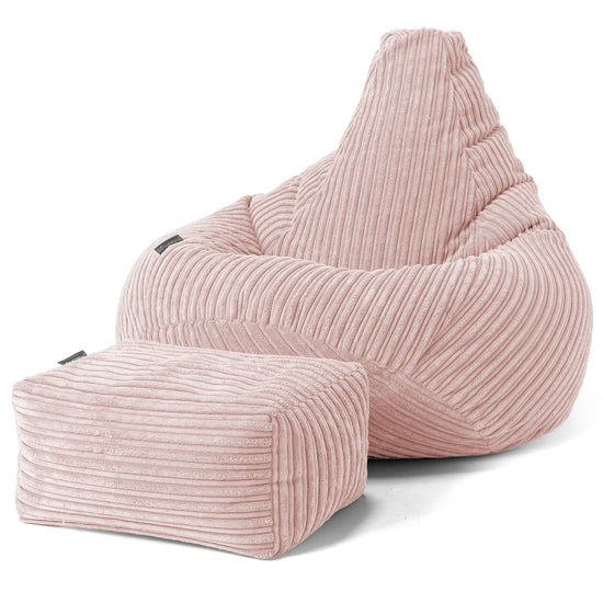 Pouf Gamer pour Enfant 6-14 ans - Côtelé Rose 02