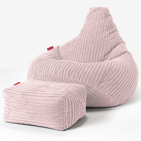 Pouf Gamer pour Enfant 6-14 ans - Côtelé Rose 03