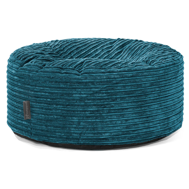 Pouf Design Rond - Côtelé Bleu Canard 01