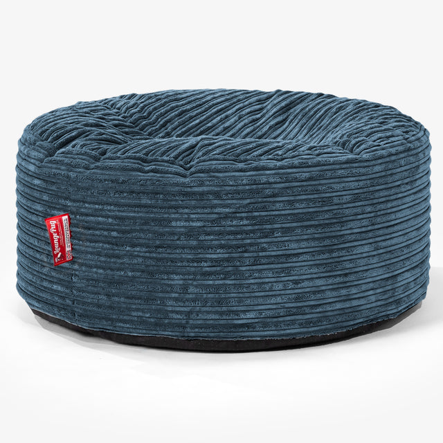 Pouf Design Rond - Côtelé Bleu Marine 01