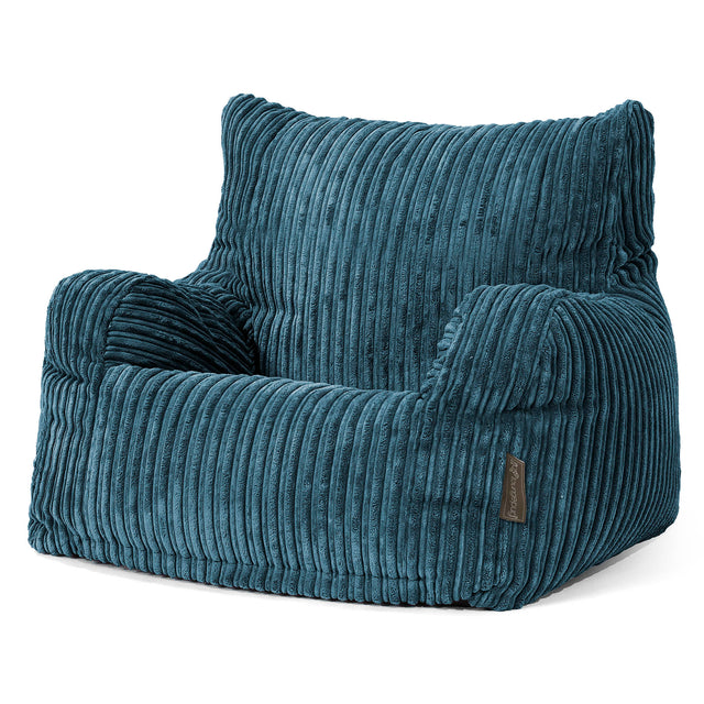 Pouf Fauteuil Design - Côtelé Bleu Marine 01