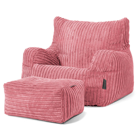 Pouf Fauteuil Design - Côtelé Corail 02