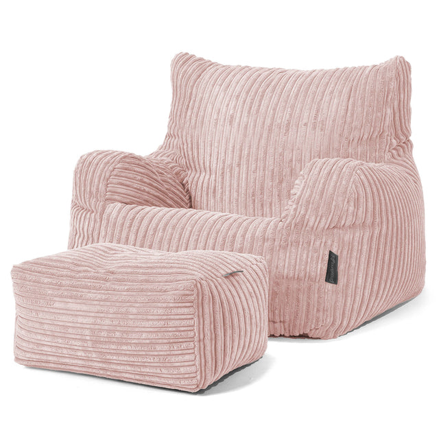 Pouf Fauteuil Design - Côtelé Rose 02