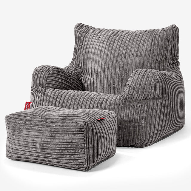 Pouf Fauteuil Design - Côtelé Anthracite 02