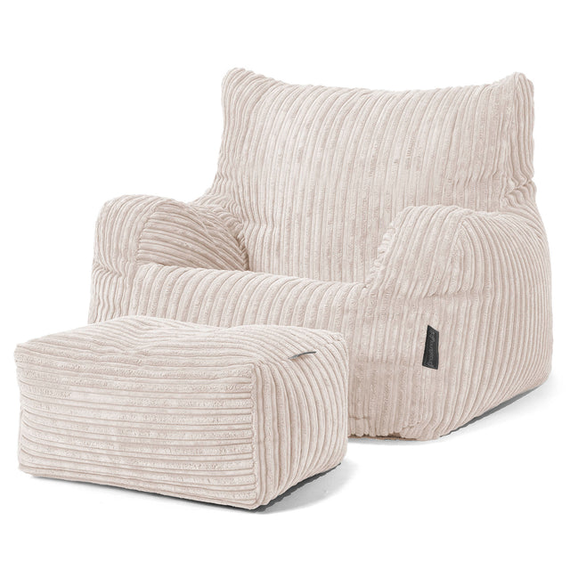 Pouf Fauteuil Design - Côtelé Ivoire 02