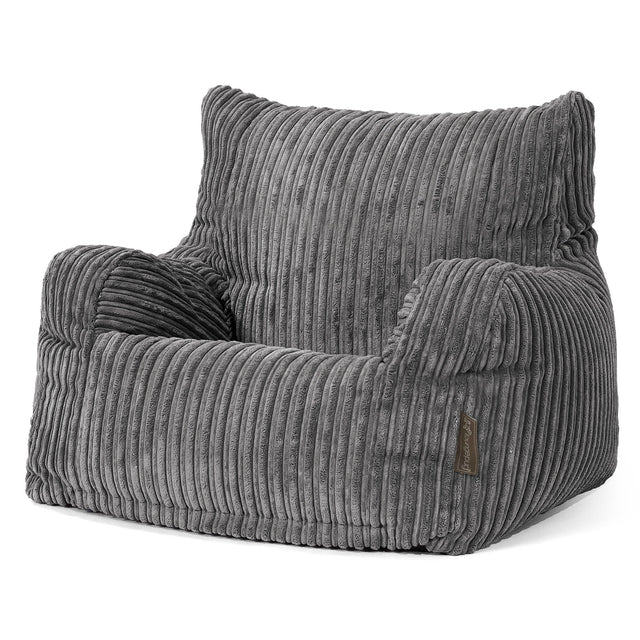 Pouf Fauteuil Design - Côtelé Gris Acier 01