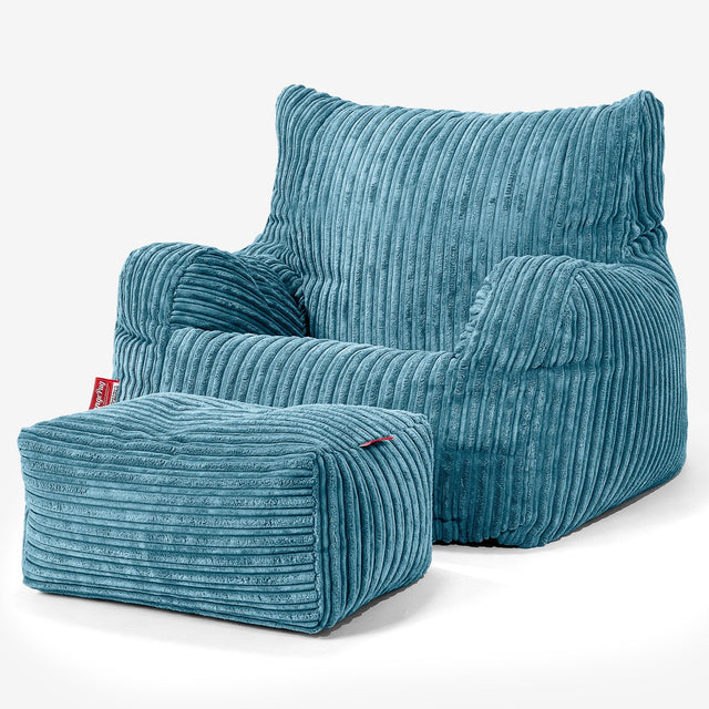 Pouf Fauteuil Design - Côtelé Mer Égéé 02