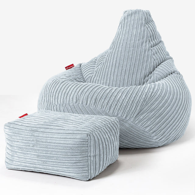Pouf Poire Gamer - Côtelé Bébé Bleu 01