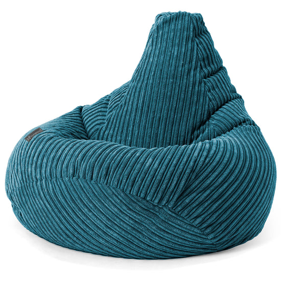 Pouf Poire Gamer - Côtelé Bleu Canard 02