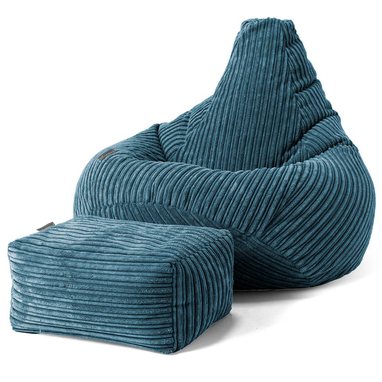Pouf Poire Gamer - Côtelé Bleu Marine 01