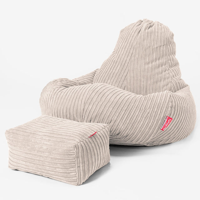 Pouf Gamer Ultra Lux - Côtelé Ivoire 02