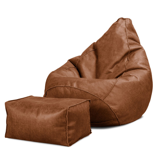 Pouf Poire Gamer - Cuir Vintage Camel 01