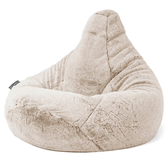 Pouf Poire Gamer - Fausse Fourrure Lapin Brun Doré 04