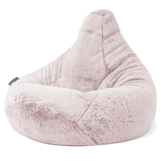 Pouf Poire Gamer - Fausse Fourrure Lapin Rose Pastel 04
