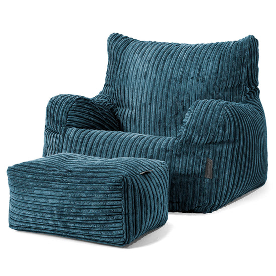 Pouf Fauteuil pour Ados 6-14 ans - Côtelé Bleu Marine 03